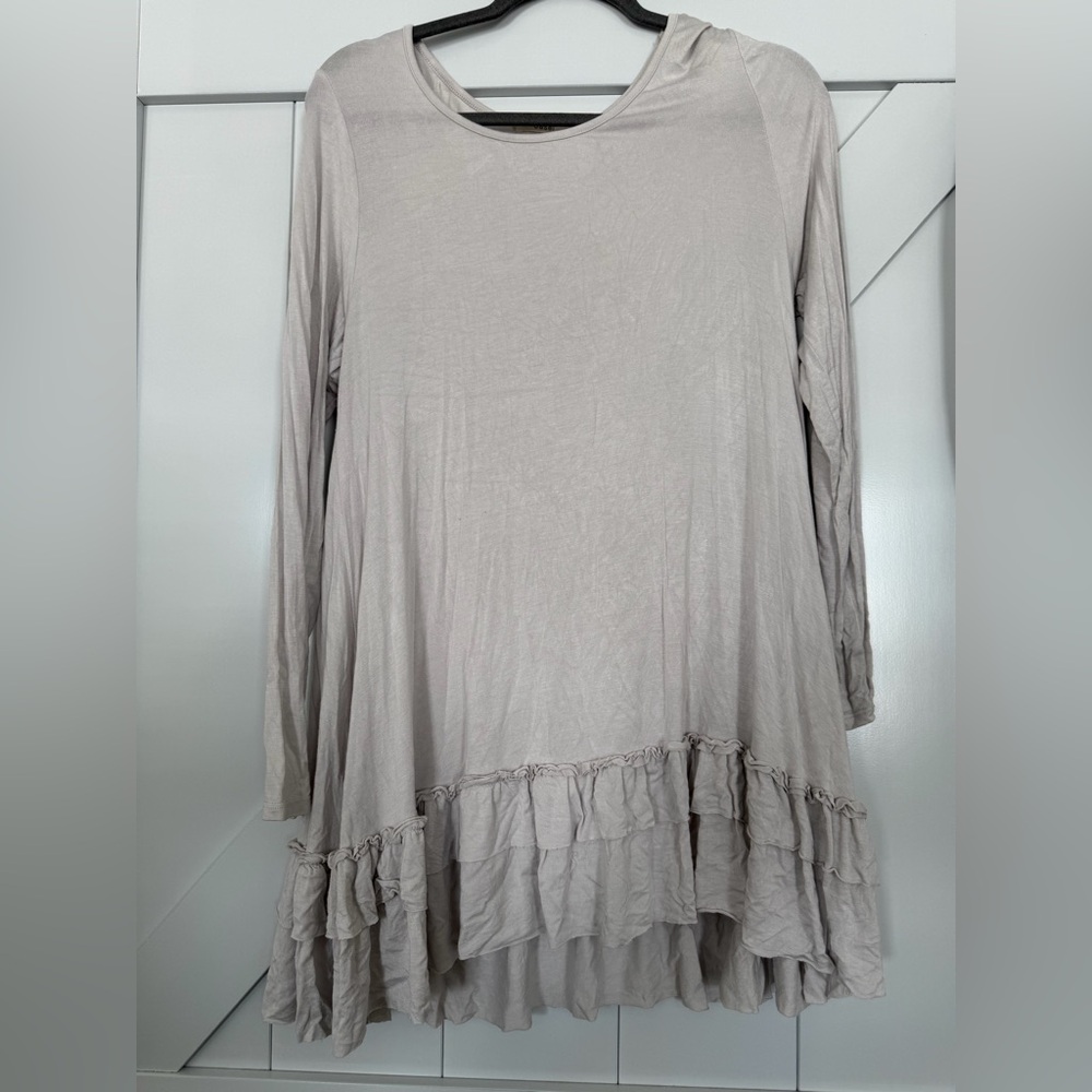 Elegant Cream Ruffle Hem Women's Top